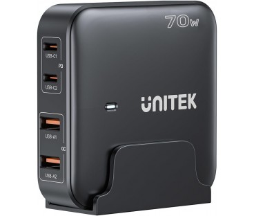Unitek Ładowarka biurkowa GaN 70W 2xUSB-A 2xUSB-C