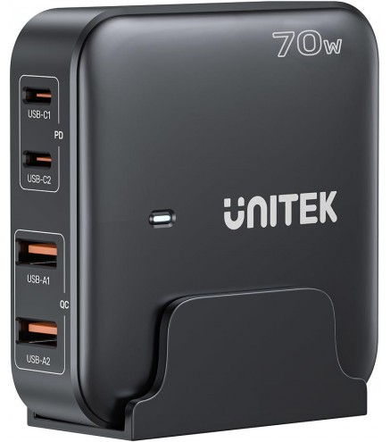 Unitek Ładowarka biurkowa GaN 70W 2xUSB-A 2xUSB-C