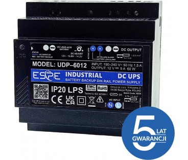 ZASILACZ IMPULSOWY BUFOROWY NA SZYNĘ DIN ESPE UDP-6012 12 V 60 W 5 A