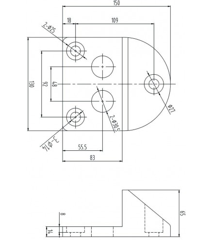 Przykręcany stoper do bramy PSG 61.191 (130x150/H65) powlekany gumą