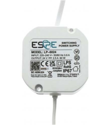 ZASILACZ IMPULSOWY DOPUSZKOWY ESPE LP-6024 24V/60W/2.5A IP67