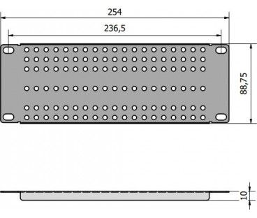 Adapter montażowy RACK 10" 2U z otworowaniem prosty ATTE ADD-RACK10-2U1