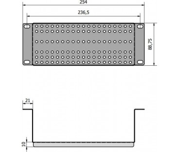 Adapter montażowy RACK 10" 2U z otworowaniem cofnięty ATTE ADD-RACK10-2U2