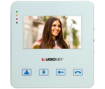 Laskomex Monitor MVC-8251-1 BIAŁY KOLOR 4.3 cala z obsługą centrali portierskiej PR1, funkcją otwierania bramy.