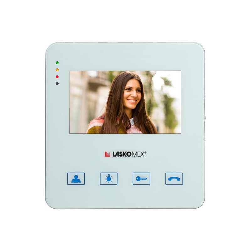 Laskomex Monitor MVC-8251-1 BIAŁY KOLOR 4.3 cala z obsługą centrali portierskiej PR1, funkcją otwierania bramy.