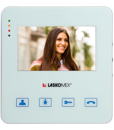 Laskomex Monitor MVC-8251-1 BIAŁY KOLOR 4.3 cala z obsługą centrali portierskiej PR1, funkcją otwierania bramy.
