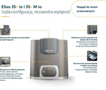 Zestaw Somfy Elixo 3S+ IO Standard Pack do 600kg bram przesuwnych