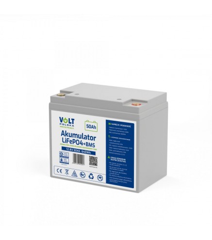 AKUMULATOR VOLT POLSKA LITOWO-ŻELAZOWO-FOSFORANOWY LiFePO4 12V 50Ah 50A