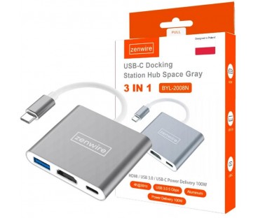 Adapter Przejściówka ZENWIRE 3w1 MHL HUB USB C HDMI 4K BYL-2008N
