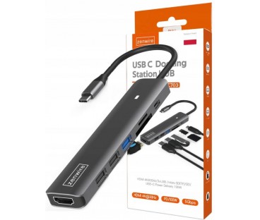 HUB ADAPTER USB-C 7w1 HDMI 4K USB 3.0 SD PD Zenwire BS-HC703