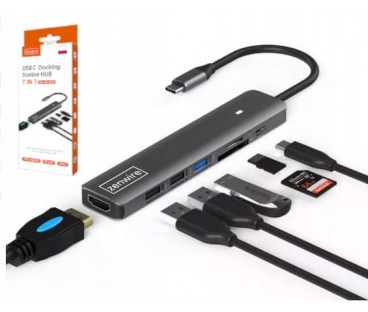 HUB ADAPTER USB-C 7w1 HDMI 4K USB 3.0 SD PD Zenwire BS-HC703