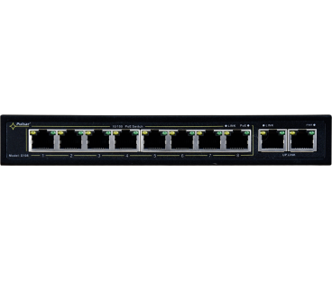 SWITCH POE PULSAR S108 10-PORTÓW (8xPoE + 2xUPLINK)  IEEE 802.3af/at, 48VDC / 30W/port (PoE+) 120W