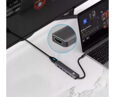 HUB ADAPTER USB-C 7w1 HDMI 4K USB 3.0 SD PD Zenwire BS-HC703