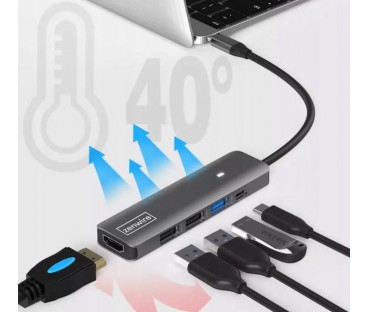 HUB ADAPTER USB-C 7w1 HDMI 4K USB 3.0 SD PD Zenwire BS-HC703