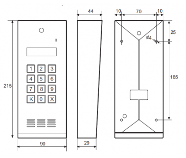 Laskomex CD-2600R audio z czytnikiem kluczy RFID ze stali nierdzewniej, w obudownie natynkowej.