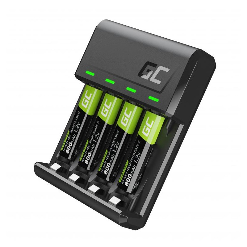 ŁADOWARKA Green Cell VITALCHARGE + ZESTAW AKUMULATORKÓW 4x AAA R03 800 mAh GRSETGC02