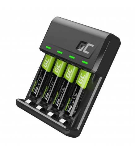 ŁADOWARKA Green Cell VITALCHARGE + ZESTAW AKUMULATORKÓW 4x AAA R03 800 mAh GRSETGC02