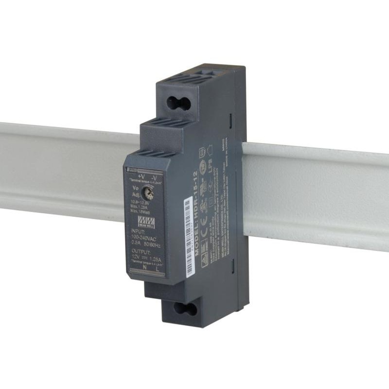 ZASILACZ IMPULSOWY NA SZYNĘ DIN MEAN WELL HDR-15-12 12V/15W/1.25A