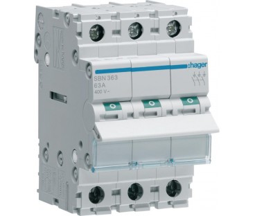 Modułowy rozłącznik izolacyjny 3P 63A 400VAC Hager SBN363