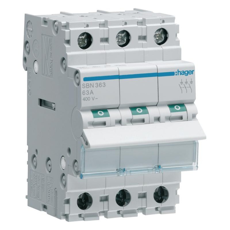Modułowy rozłącznik izolacyjny 3P 63A 400VAC Hager SBN363