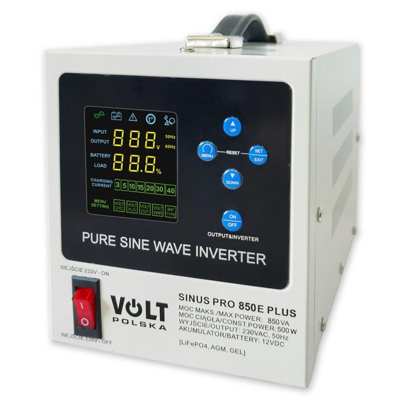 Przetwornica VOLT POLSKA SINUSPRO 850E PLUS 2/230V (500/850W) [AGM, GEL, LiFePO4]