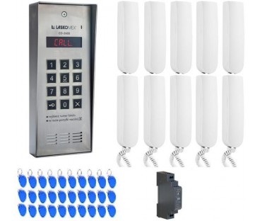 LASKOMEX SYSTEM DOMOFONU 10 LOKATORÓW, 1 WEJŚCIE
