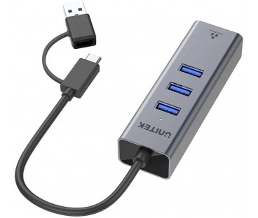 Unitek Hub USB C 4w1 Ethernet 3 x USB A 5 Gbps z adapterem USB A