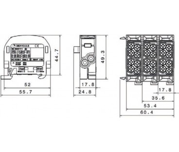 Blok rozdzielczy odgałęźny SCB 25 Al/Cu 80110 SIMBLOCK, czarny 81501007