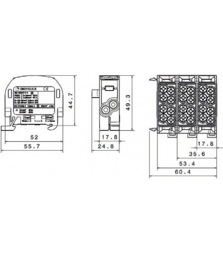 Blok rozdzielczy odgałęźny SCB 25 Al/Cu 80110 SIMBLOCK, brązowy 81501015