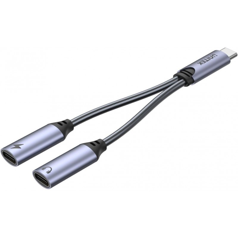 Unitek Adapter USB-C na 2 x port USB-C audio i 18W