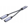 Unitek Adapter USB-C na 2 x port USB-C audio i 18W