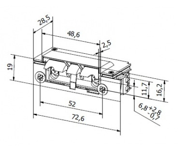 Elektrozaczep HARTTE XS12R-C seria XS 12V rewersyjny z wyślizgiem