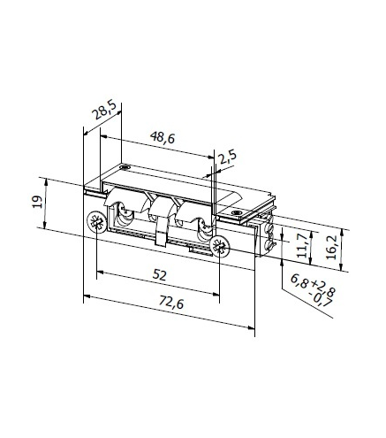 Elektrozaczep HARTTE XS12U-C seria XS (R5) 12V standard z wyślizgiem