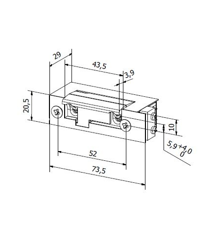 Elektrozaczep BIRA symetryczny ES1-001-KZ 12V AC/DC z kontrolą zamknięcia