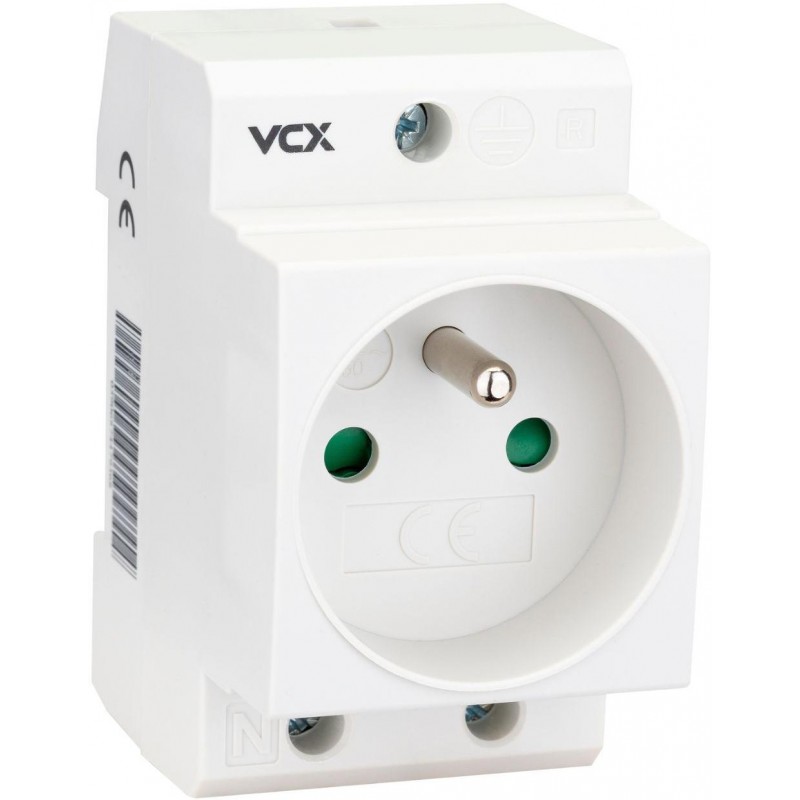 Gniazdo na szyne TH 35 z bolcem uziemiającym 230V VCX GN TH