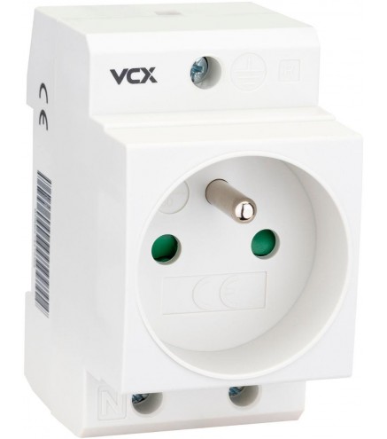 Gniazdo na szyne TH 35 z bolcem uziemiającym 230V VCX GN TH