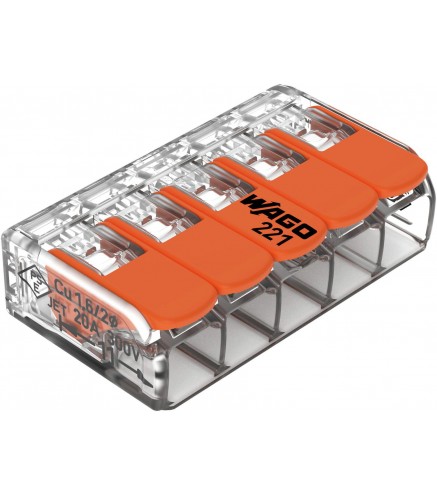 Szybkozłączka uniwersalna LINKA/DRUT 5x 0,2-4mm2 WAGO 221-415 (Paczka 25szt.)