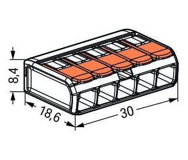Szybkozłączka uniwersalna LINKA/DRUT 5x 0,2-4mm2 WAGO 221-415 (Paczka 25szt.)