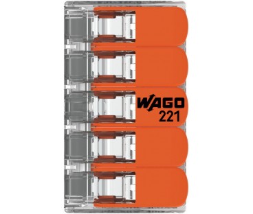 Szybkozłączka uniwersalna LINKA/DRUT 5x 0,2-4mm2 WAGO 221-415 (Paczka 25szt.)