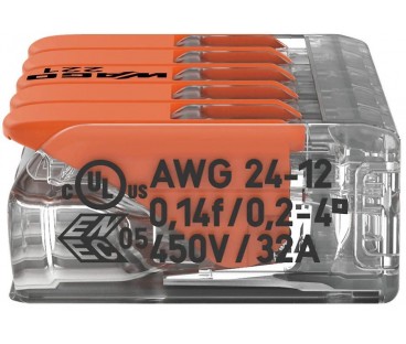 Szybkozłączka uniwersalna LINKA/DRUT 5x 0,2-4mm2 WAGO 221-415 (Paczka 25szt.)