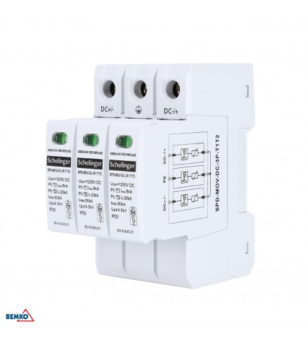 Ogranicznik przepięć 3P 8kA DC 1200V KLASY T1T2 SCHELINGER