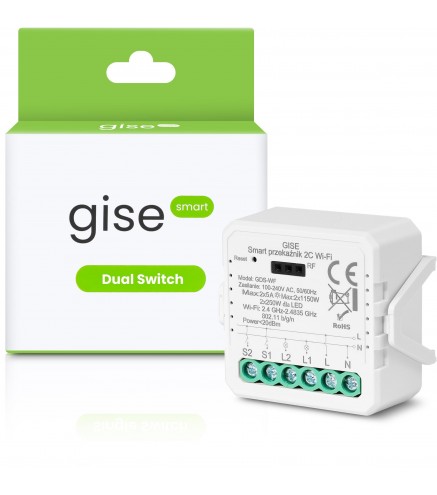 GISE Smart Podwójny moduł przekaźnikowy WiFi | Tuya | GDS-WF