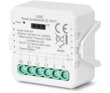 GISE Smart Podwójny moduł przekaźnikowy WiFi | Tuya | GDS-WF