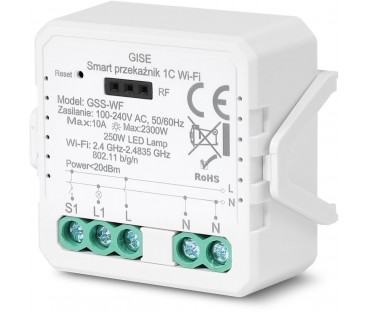 GISE Smart Pojedynczy moduł przekaźnikowy WiFi | Tuya | GSS-WF