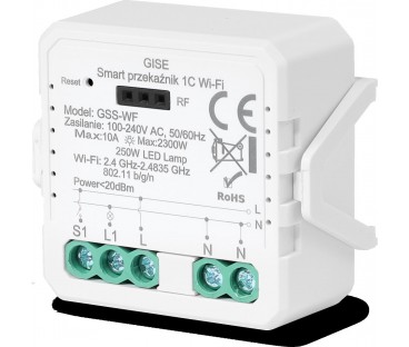 GISE Smart Pojedynczy moduł przekaźnikowy WiFi | Tuya | GSS-WF
