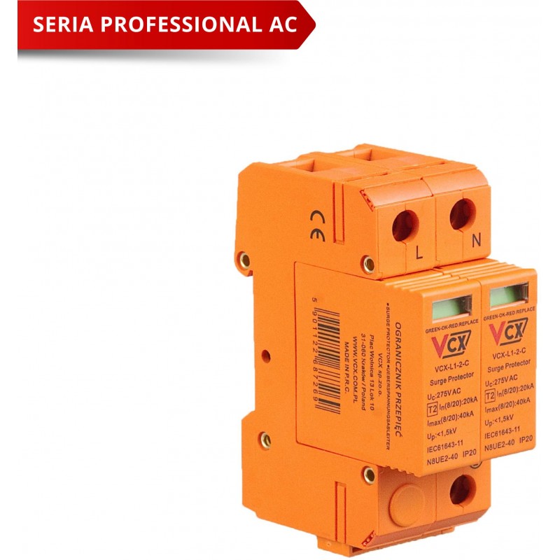 Ogranicznik przepięć klasy C 2P (T2) VCX Professional
