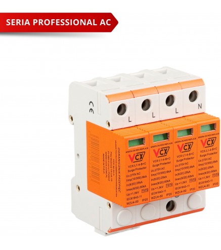 Ogranicznik przepięć klasy B+C 4P (T1T2) 6kA VCX Professional