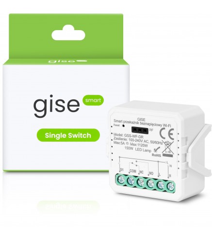 GISE Smart Pojedynczy moduł przekaźnikowy bezpotencjałowy WiFi | Tuya | GSS-WF-DR
