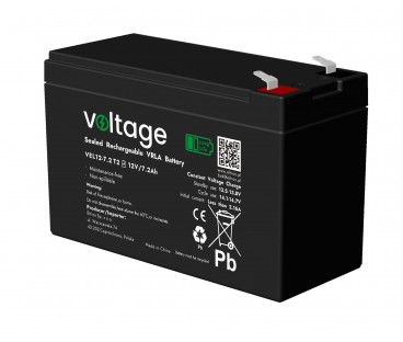 Akumulator AGM Voltage Long Life 12V 7,2Ah VEL12-7.2 T2 (Żywotność 15 lat)