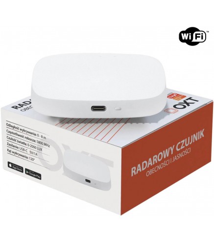 OXT Czujnik radar obecności jasności USB WiFi TUYA T155